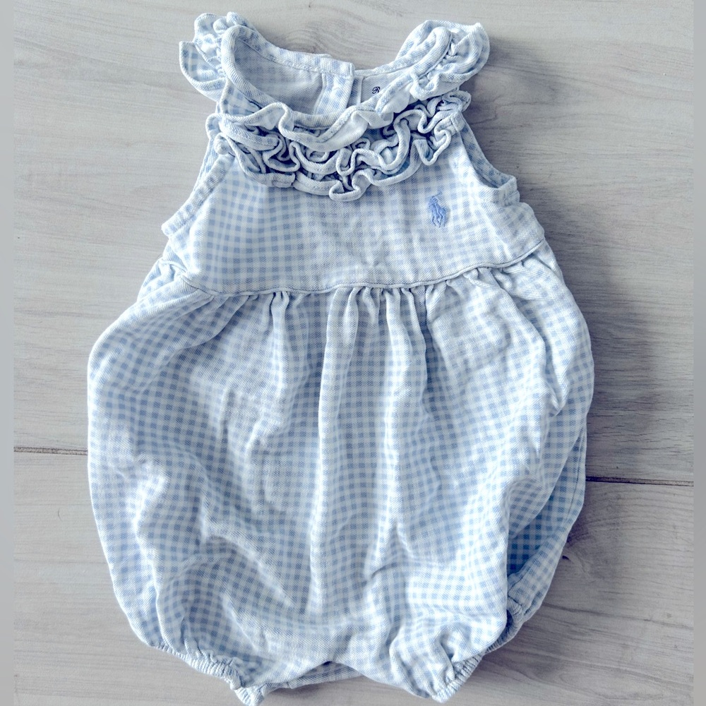 Ralph Lauren Ruffled Gingham Romper size 9m